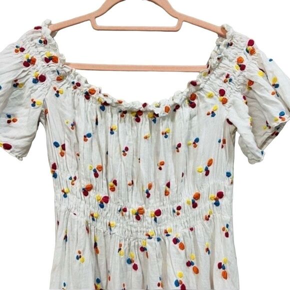 All things mochi nana off the shoulder embroidered linen maxi dress size small S - Picture 12 of 12